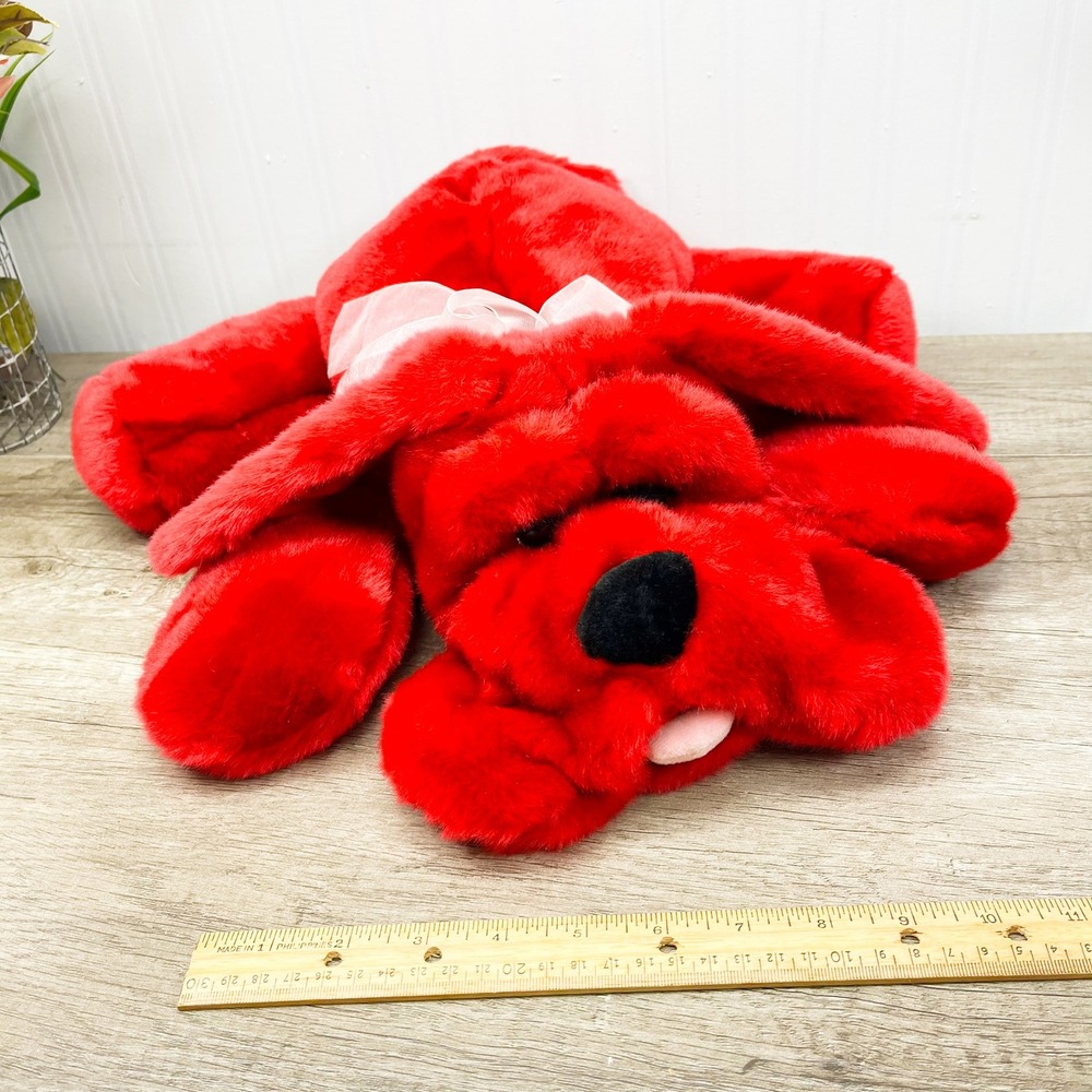 Kids of America Red Plush Dog Floppy Stuffed Animal Pink Bow 2003 Vintage 17in - Picture 4 of 11